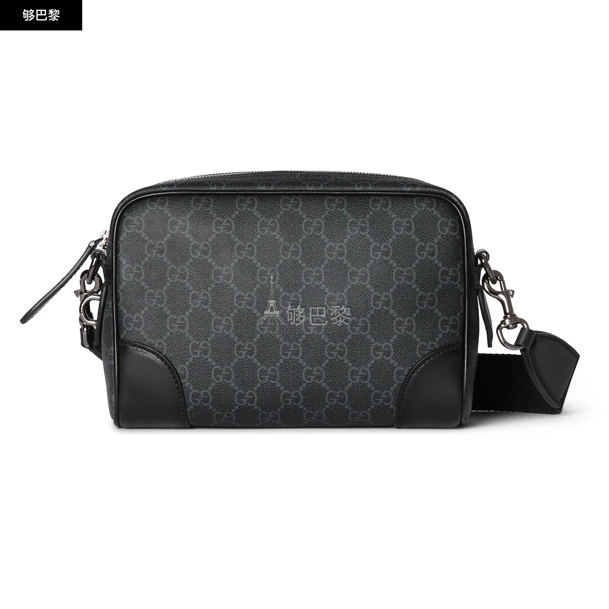 商品Gucci|【预售】 古驰 24秋冬 男士 单肩包 GG EMBLEM系列小号斜挎包 821155 FAED4 1000,价格¥14906,第2张图片详细描述