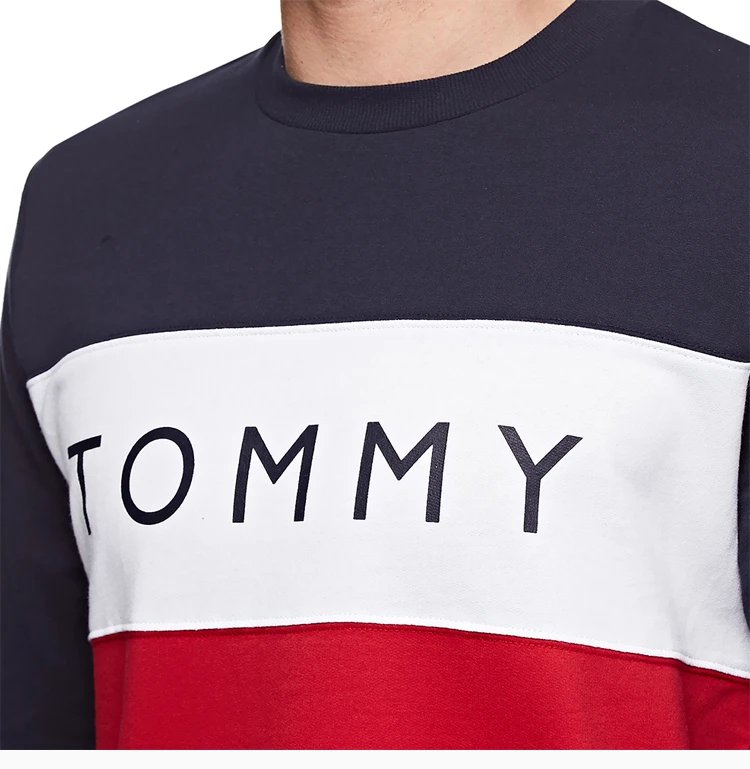 商品[国内直发] Tommy Hilfiger|TOMMY HILFIGER 汤米·希尔费格 男士海军蓝搭配红色长袖运动衫 09T3301-410,价格¥163,第8张图片详细描述