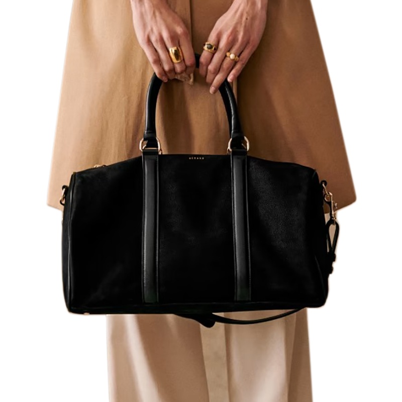 商品SEZANE|SEZANE 23新款 女士黑色绒面革配皮革单肩包,价格¥3104,第4张图片详细描述