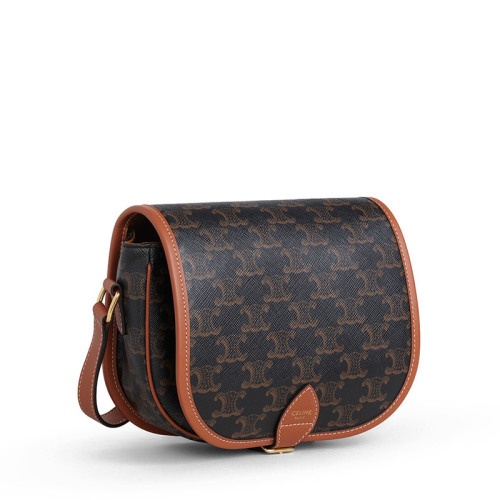 商品Celine|CELINE/赛琳 19秋冬新款Folco 女士中号拼色帆布单肩马鞍包 191502BZJ.04LU,价格¥11144,第4张图片详细描述