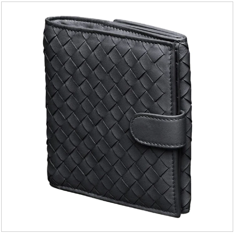 商品[国内直发] Bottega Veneta|Bottega Veneta 葆蝶家 黑色小牛皮编织中性短款钱包 163240 V001N 1000,价格¥5600,第5张图片详细描述