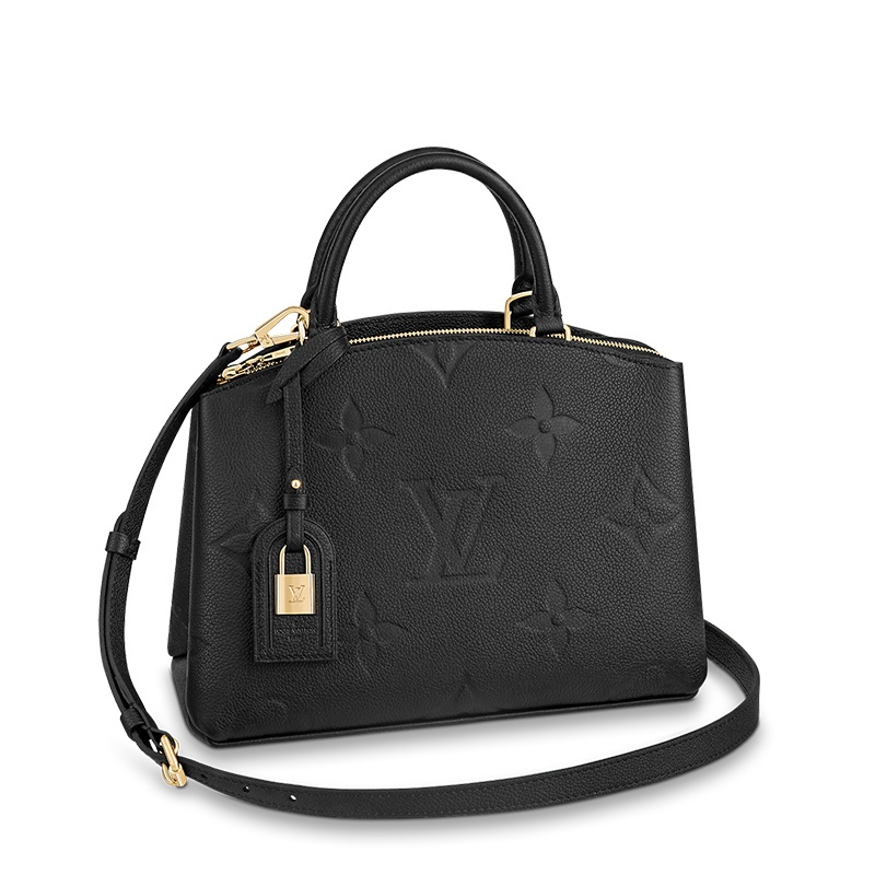 商品Louis Vuitton|【预售十天】Louis Vuitton/路易威登 22春夏新款PETIT PALAIS系列 女士黑色压纹粒面牛皮老花压花金扣金锁单肩斜挎手提包M58916,价格¥22229,第2张图片详细描述