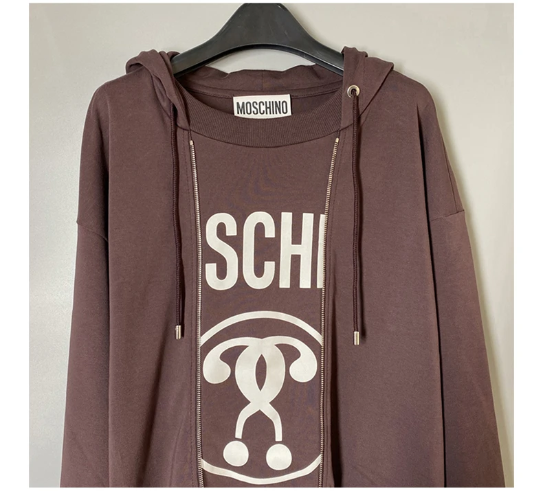 商品Moschino|MOSCHINO 女士棕色假两件连帽卫衣裙 ET0458-5526-8194,价格¥625,第6张图片详细描述