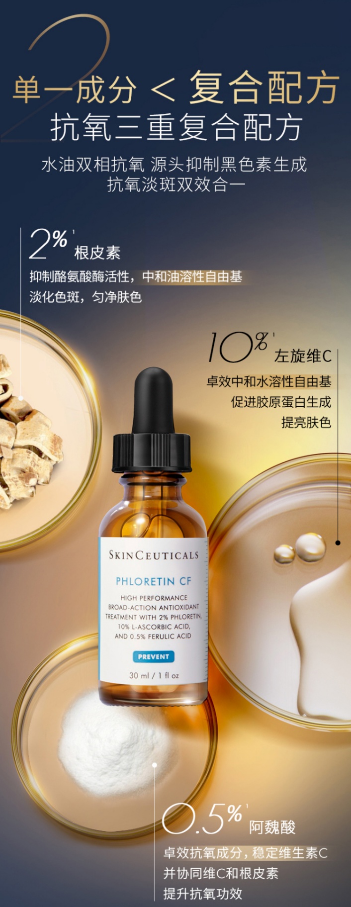 商品SkinCeuticals|修丽可 杜克CF日间精华高浓度VC抗氧化美白淡斑面部精华 30ml 美白淡斑抗初老修护维稳,价格¥914,第6张图片详细描述