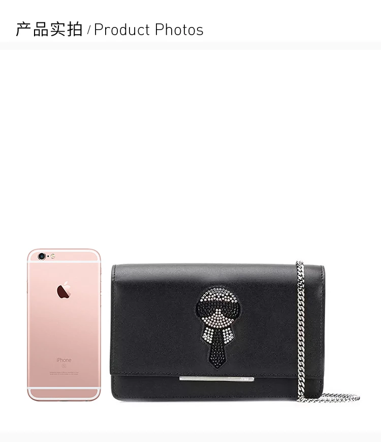 商品[国内直发] Fendi|Fendi 芬迪 女士黑色牛皮卡通珠钉图案单肩斜挎包 8M0346-A6HV-F0GXN,价格¥5470,第3张图片详细描述