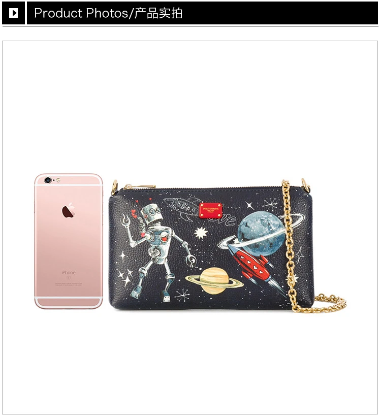 商品Dolce & Gabbana|Dolce&Gabbana 杜嘉班纳 女士黑色牛皮机器人漫步太空链条包 BI0933-AI817-HBH50,价格¥3267,第3张图片详细描述