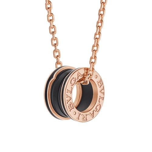 商品BVLGARI|  BVLGARI/宝格丽  B.ZERO1系列 18k金玫瑰金哑光黑色陶瓷项链358050,价格¥45211,第2张图片详细描述