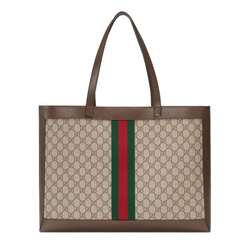 商品Gucci|GUCCI/古驰 新款Ophidia女士米色帆布拼棕色皮革手提子母购物袋 547947 9IK3T 8745,价格¥11732,第2张图片详细描述