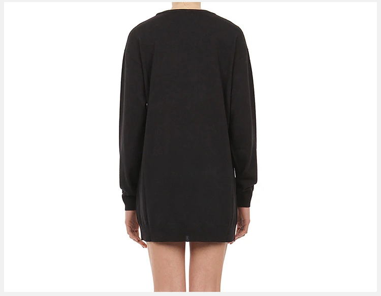 商品[国内直发] Moschino|Moschino 莫斯奇诺 女士羊毛黑色长款上衣 A0480-9100-1555,价格¥986,第5张图片详细描述
