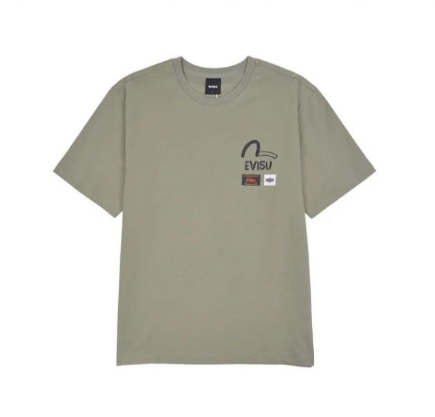 商品Evisu|【享贝家】ZY-（预售款）EVISU 福神 胸前字母小标休闲圆领短袖T恤 男女同款 EV5UTS901,价格¥148,第7张图片详细描述