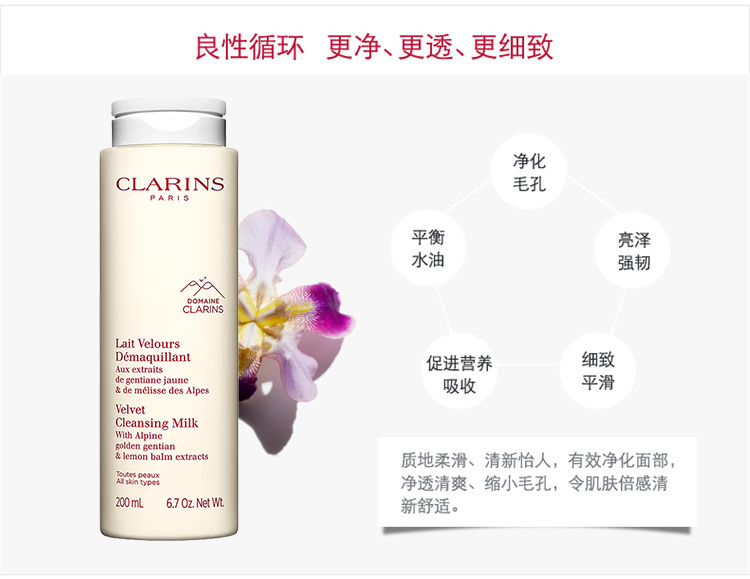 商品Clarins|Clarins娇韵诗「白吸盘」均衡柔肤洁颜乳200ML,价格¥208,第6张图片详细描述