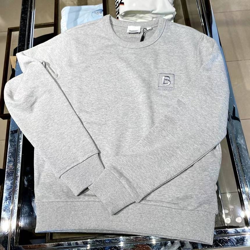 商品Burberry|BURBERRY/博柏利 女士灰色棉质B标刺绣休闲宽松卫衣80669031,价格¥1074,第6张图片详细描述