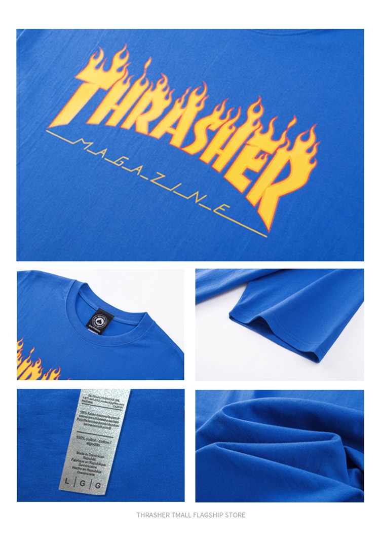 商品[国内直发] Thrasher|THRASHER 火爆款黄火焰短袖T经典印花男女同款蓝色 THR8038,价格¥240,第2张图片详细描述