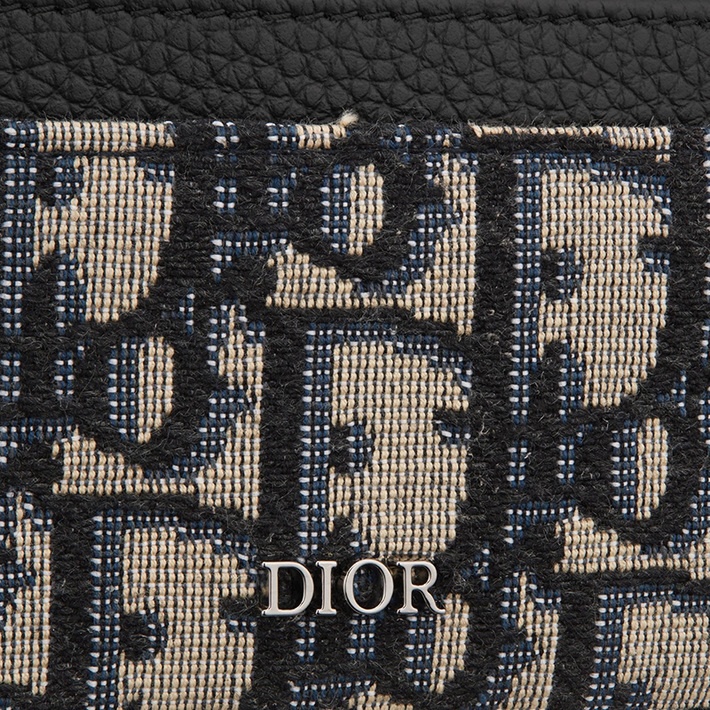 商品Dior|DIOR/迪奥 经典米色和黑色Dior斜纹提花帆布配皮卡片夹 2ESCH135YSE_H05E ,价格¥2553,第4张图片详细描述