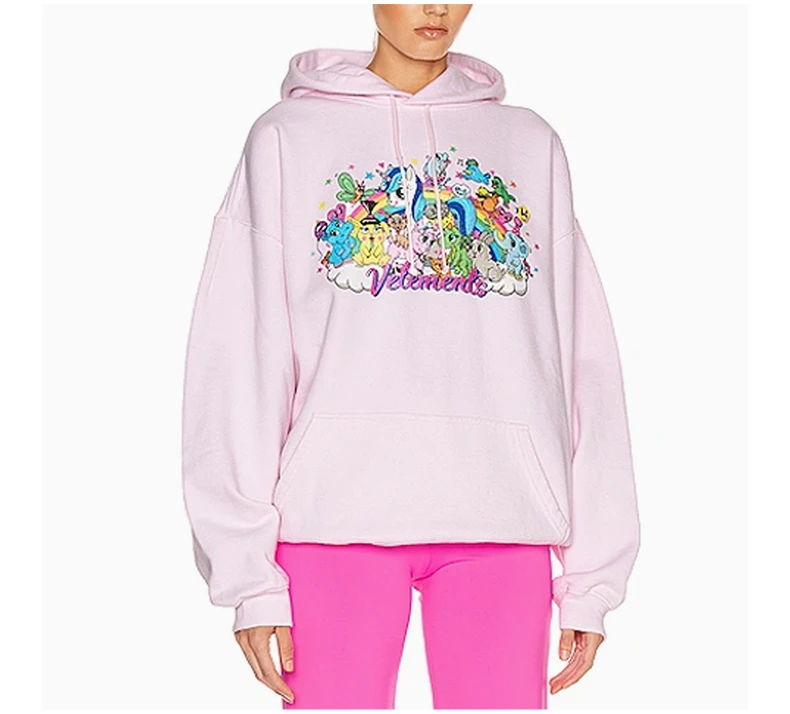 商品Vetements|VETEMENTS 女士粉色印花棉质连帽卫衣 WAH20TR403-PINK,价格¥3201,第5张图片详细描述