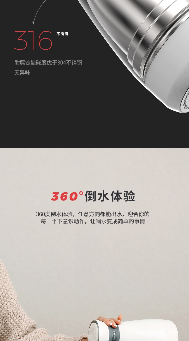 商品[国内直发] Morphy Richards|电热水壶500ML旅行烧水壶MR6080便携式真空保温一体家用小型,价格¥264,第15张图片详细描述