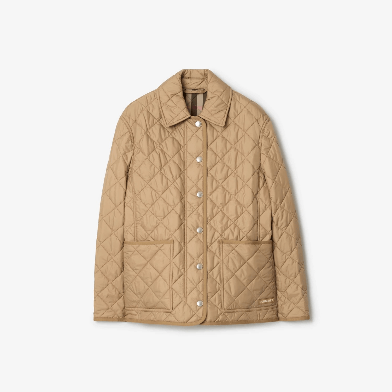 商品Burberry|BURBERRY/博柏利女士米色聚酰胺贴袋按扣开襟棉服 80914441/80841951,价格¥2803,第2张图片详细描述