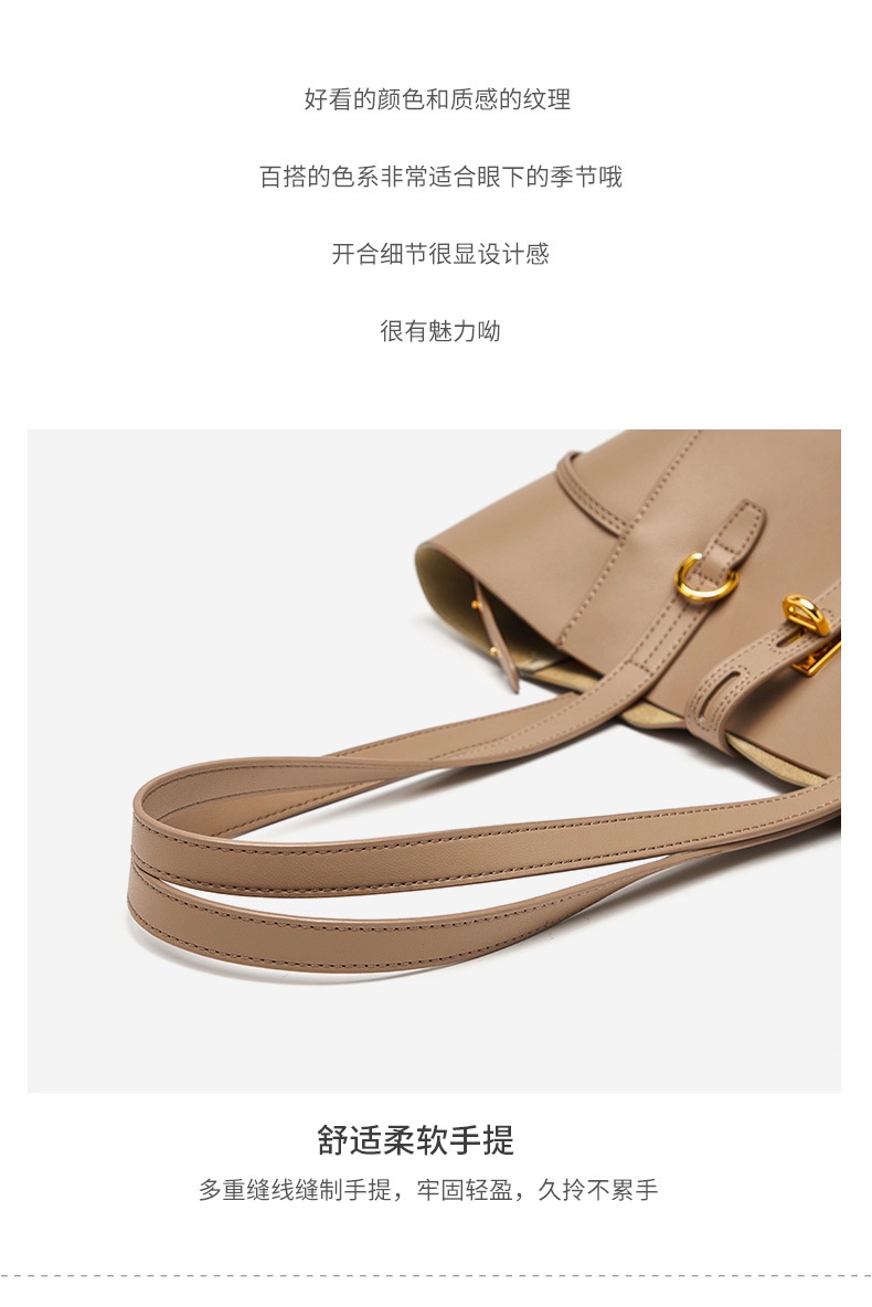 商品[国内直发] GLENVINTEN|真皮女包手提包爆款单肩大容量百搭时尚托特水桶包,价格¥414,第15张图片详细描述