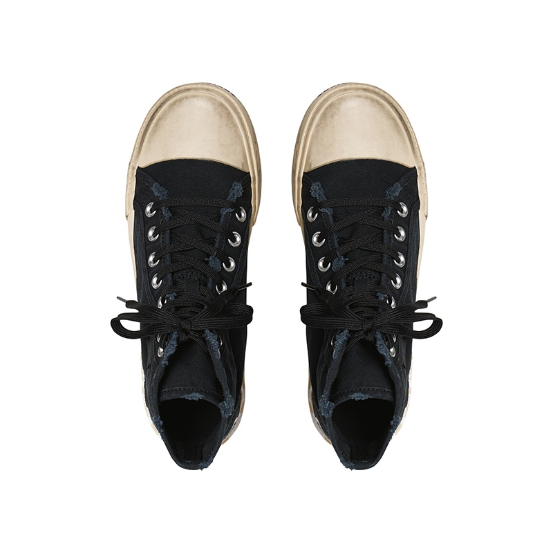 商品Balenciaga|巴黎世家23新款 男米色/黑色磨损复古棉质高帮运动鞋（2色可选）,价格¥6482,第7张图片详细描述
