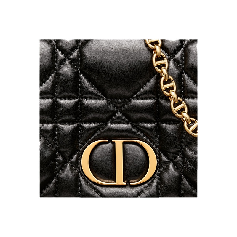 商品Dior|迪奥 Caro女士迷你黑色牛皮革绗缝效果超大藤格纹手拿斜挎包 ,价格¥19042,��第2张图片详细描述