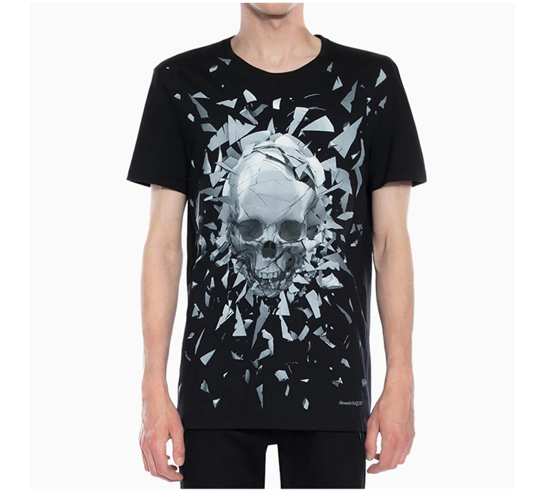 商品[国内直发] Alexander McQueen|Alexander McQueen 亚历山大·麦昆 男士黑色有机棉 T恤 551779-QMZ73-0901,价格¥1156,第5张图片详细描述