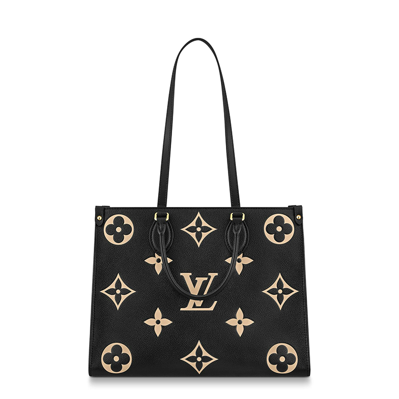 商品Louis Vuitton|【预售十天】路易威登 经典款ONTHEGO系列 女士中号黑色/米白色双色老花压纹粒面皮革单肩手提托特包M45495,价格¥24115,第3张图片详细描述