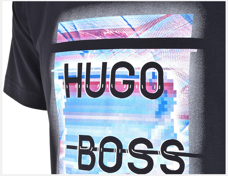 商品Hugo Boss|Hugo Boss 雨果博斯 男士棉质混纺LOGO图案圆领休闲短袖T恤 TEE8-50383423-410,价格¥603,第8张图片详细描述