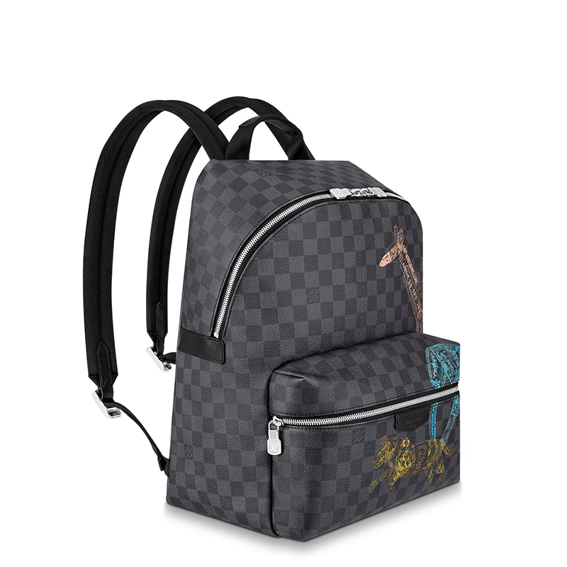 商品Louis Vuitton|预售10天 Louis Vuitton/路易威登 22春夏新款DISCOVERY系列 男士石墨色方格棋盘帆布牛皮革饰边银扣彩色动物印花双肩背包N45275,价格¥19940,第4张图片详细描述
