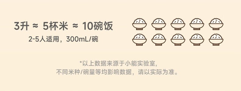 商品[国内直发] Bear|小熊（Bear）电饭煲 0涂层3L不锈钢内胆2-6个人电饭锅 家用多功能电饭煲米饭锅 3L DFB-E30V5,价格¥315,第14张图片详细描述