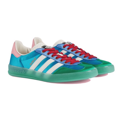 商品Gucci|【包税】 GUCCI/古驰 22年秋冬新款 adidas联名系列 女士浅蓝色真丝硬缎配可持续材料Demetra运动鞋‎707867U7R103660,价格¥5480,第4张图片详细描述