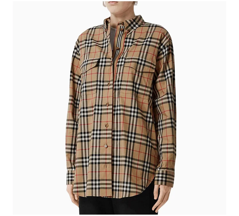 商品Burberry|BURBERRY 博柏利 经典格纹弹力棉质女士衬衫 8022285,价格¥3277,第5张图片详细描述