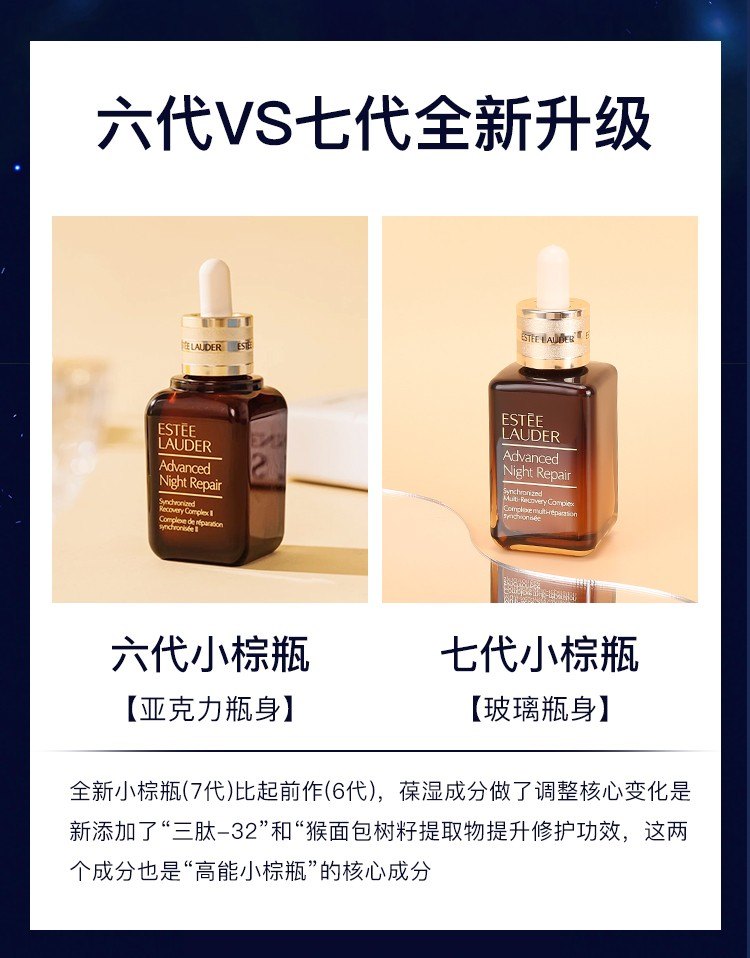 商品Estée Lauder|雅诗兰黛面部精华第七代小棕瓶精华液修护淡纹紧致提亮细毛孔,价格¥108,第5张图片详细描述