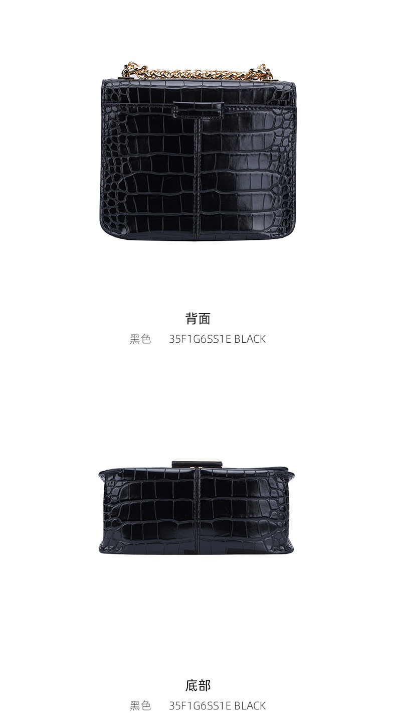 商品Michael Kors|Michael Kors 奥莱款女士皮质单肩斜挎链条包 35F1G6SS1E-BLACK,价格¥1393,第4张图片详细描述