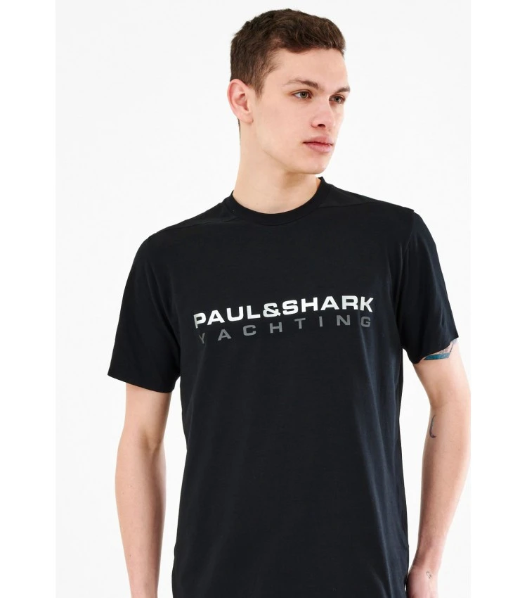 商品Paul & Shark|PAUL&SHARK 男士黑色棉质短袖T恤 21411020-011,价格¥629,第1张图片详细描述