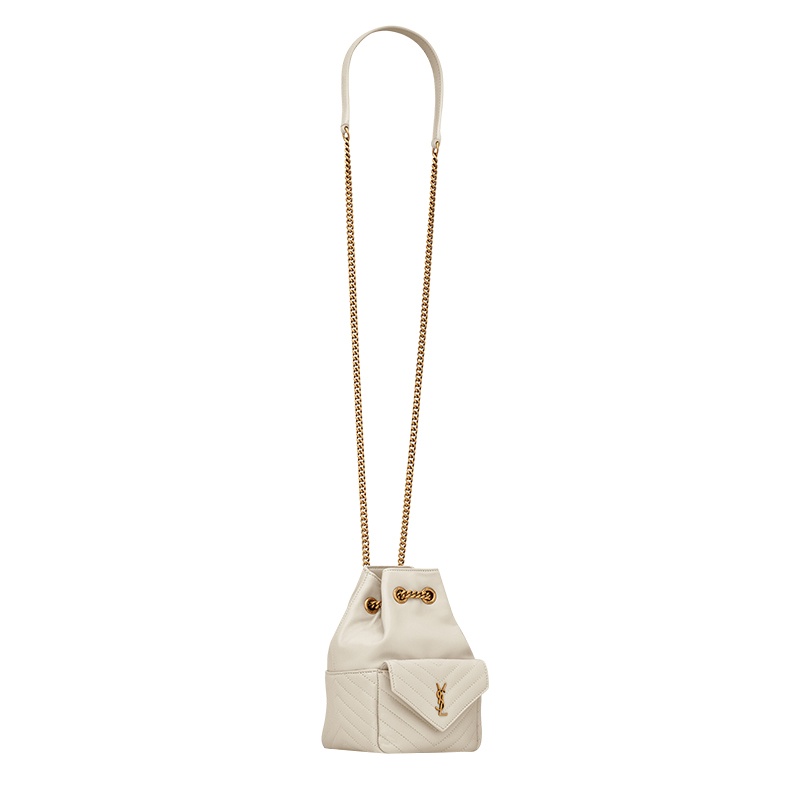 商品Yves Saint Laurent|圣罗兰 YSL 23新款 JOE女士迷你复古白色绗缝小羊皮水桶包 7016311EL079207,价格¥13487,第5张图片详细描述