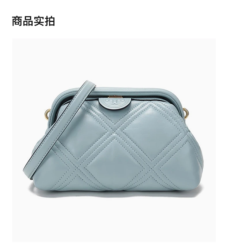 商品[国内直发] Tory Burch|Tory Burch 女士灰蓝色FLEMING系列羊皮单肩斜挎包手拿包小 80963-426,价格¥3302,第4张图片详细描述