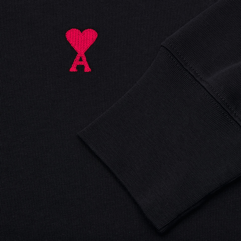 商品AMI|AMI PARIS Ami De Cœur系列 男女同款黑色棉质长袖T恤,价格¥1442,第5张图片详细描述