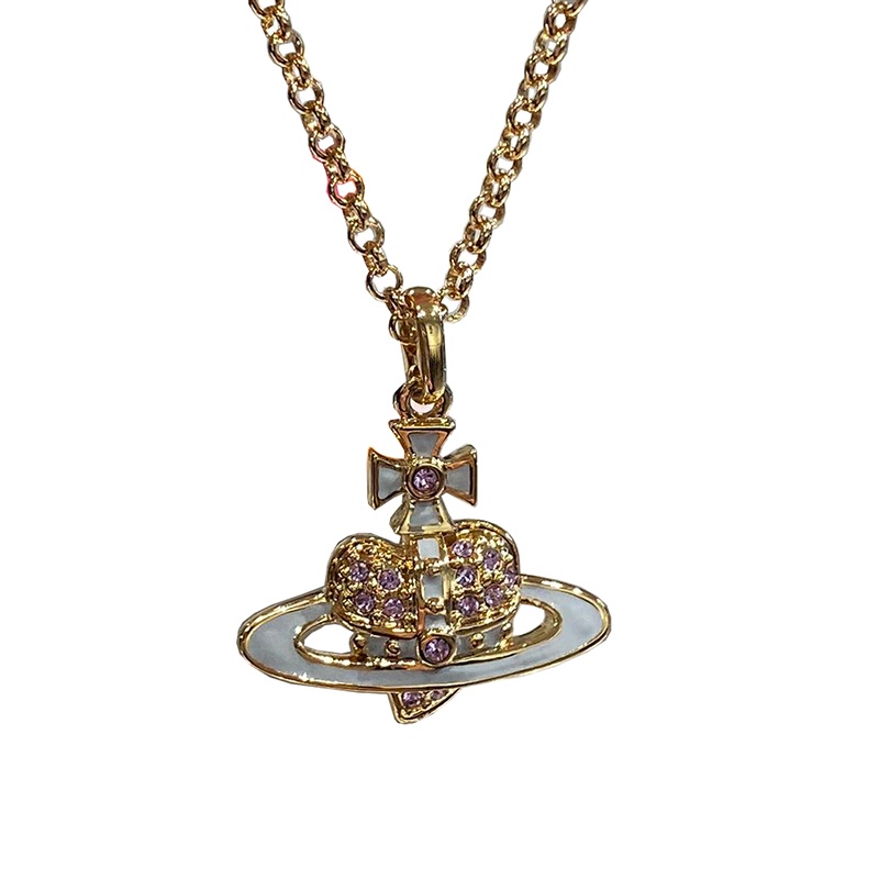 商品Vivienne Westwood|【现货】西太后 女士灰色金属紫钻四叶草心形吊坠 6302039O-02R880-CN,价格¥941,第2张图片详细描述