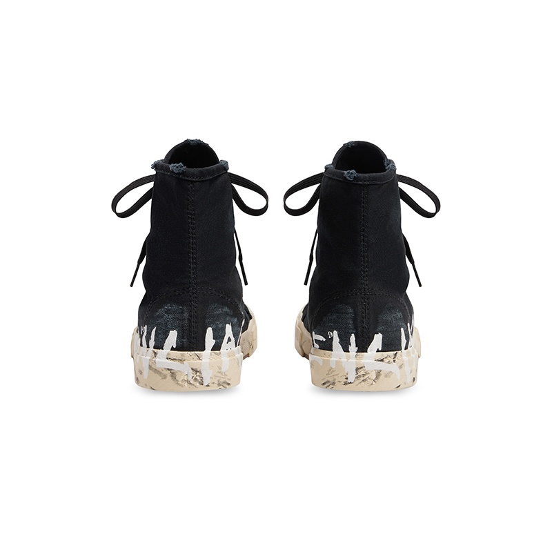 商品Balenciaga|巴黎世家23新款 男米色/黑色磨损复古棉质高帮运动鞋（2色可选）,价格¥6482,第9张图片详细描述