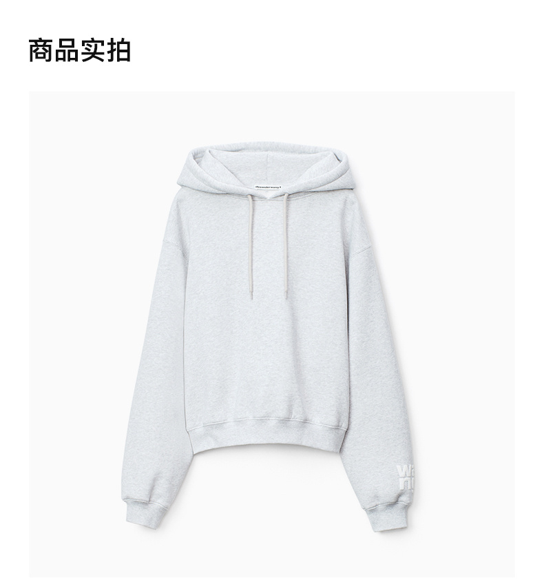 商品Alexander Wang|Alexander wang 女士白色logo印花抽绳连帽衫 4CC3212-053,价格¥1719,第6张图片详细描述