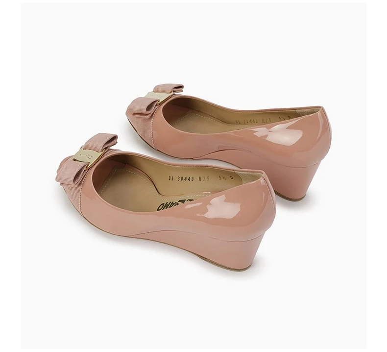商品Salvatore Ferragamo|SALVATORE FERRAGAMO 浅棕色女士坡跟鞋 0584313,价格¥2531,第6张图片详细描述