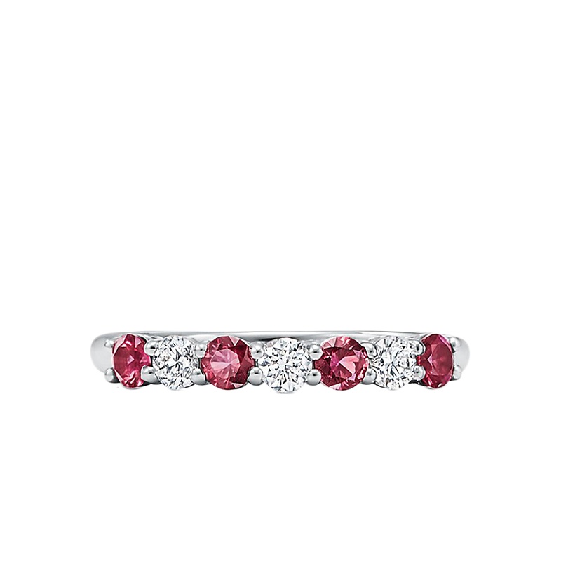 商品Tiffany & Co.|  Tiffany & Co./蒂芙尼 22春夏新款Embrace系列 铂金950镶嵌钻石圆形红宝石戒指GRP11215,价格¥51919,第2张图片详细描述