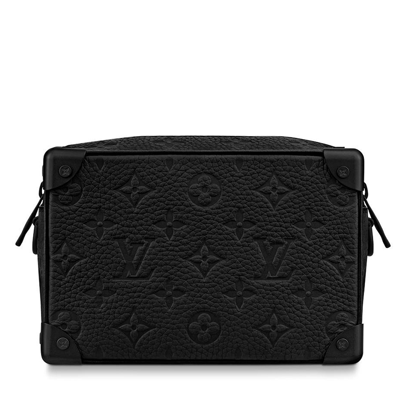 商品Louis Vuitton|预售10天 Louis Vuitton/路易威登 22春夏新款SOFT TRUNK系列 男士迷你黑色老花压印皮革黑扣黑链拉链开合单肩斜跨链条盒子包M55702,价格¥27124,第4张图片详细描述