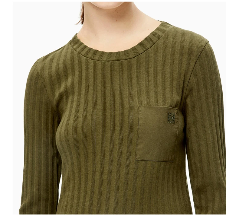 商品Loewe|LOEWE 女士卡其绿色罗纹棉上衣 S540Y07X67-4160,价格¥1788,第8张图片详细描述