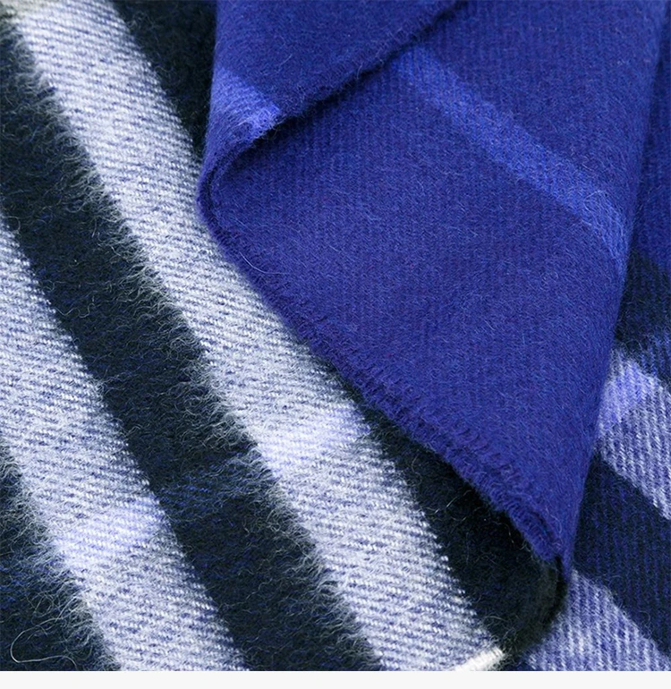 商品Burberry|Burberry 博柏利 羊绒亮蓝宝石蓝条纹色 男士围巾 4030504,价格¥3564,第7张图片详细描述
