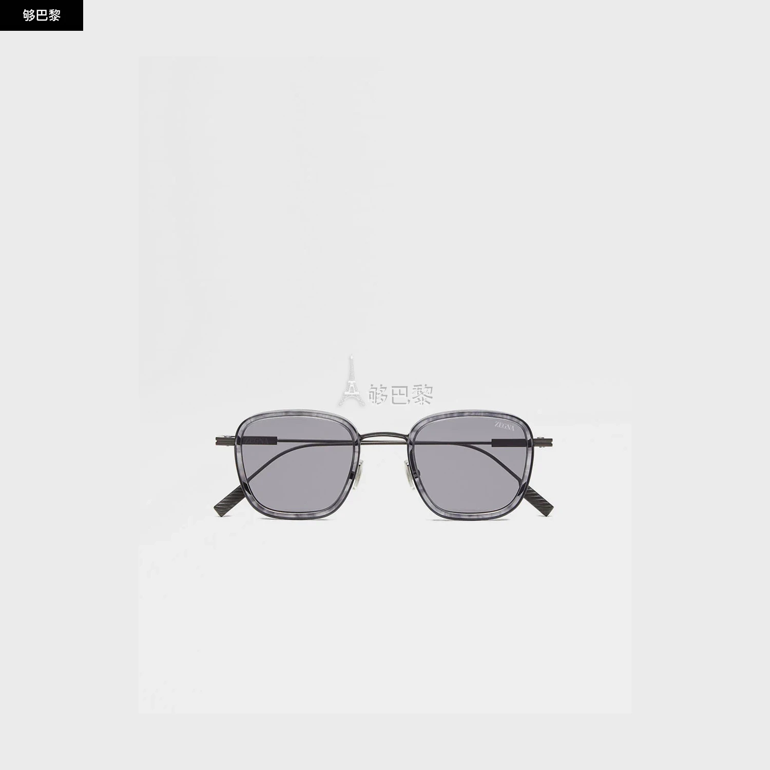 商品Zegna|【预售】 杰尼亚 25春夏 男士 太阳眼镜 Striped Grey Havana Titanium and Acetate Sunglasses EZ0277-4720A ,价格¥5922,第2张图片详细描述