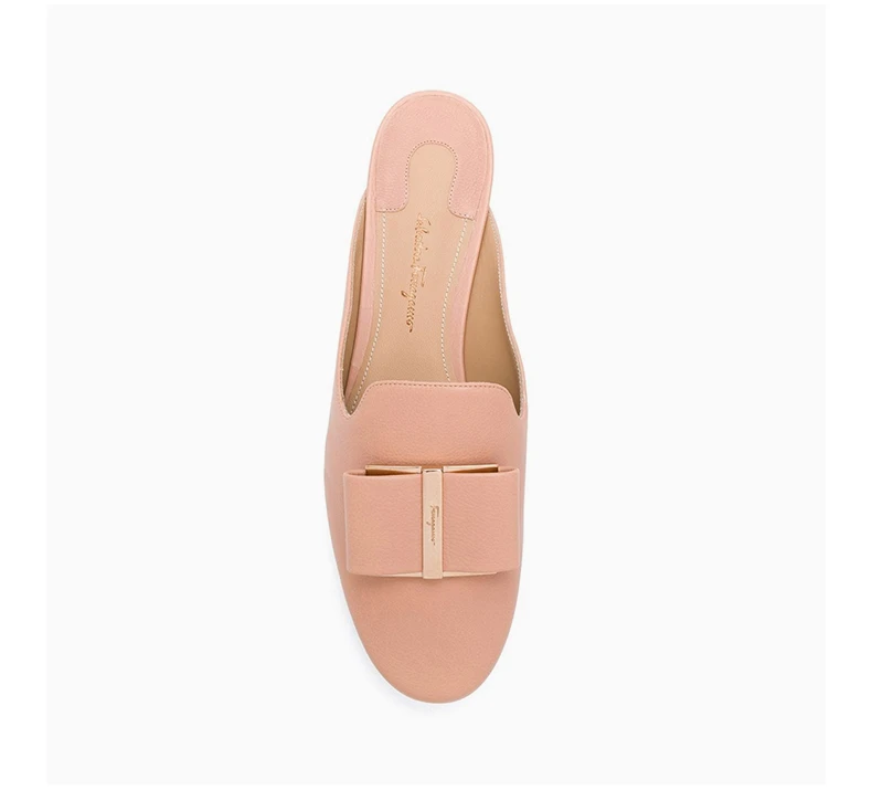 商品Salvatore Ferragamo|SALVATORE FERRAGAMO 女士淡粉色牛皮花卉造型鞋跟穆勒鞋 0684333,价格¥2965,第7张图片详细描述