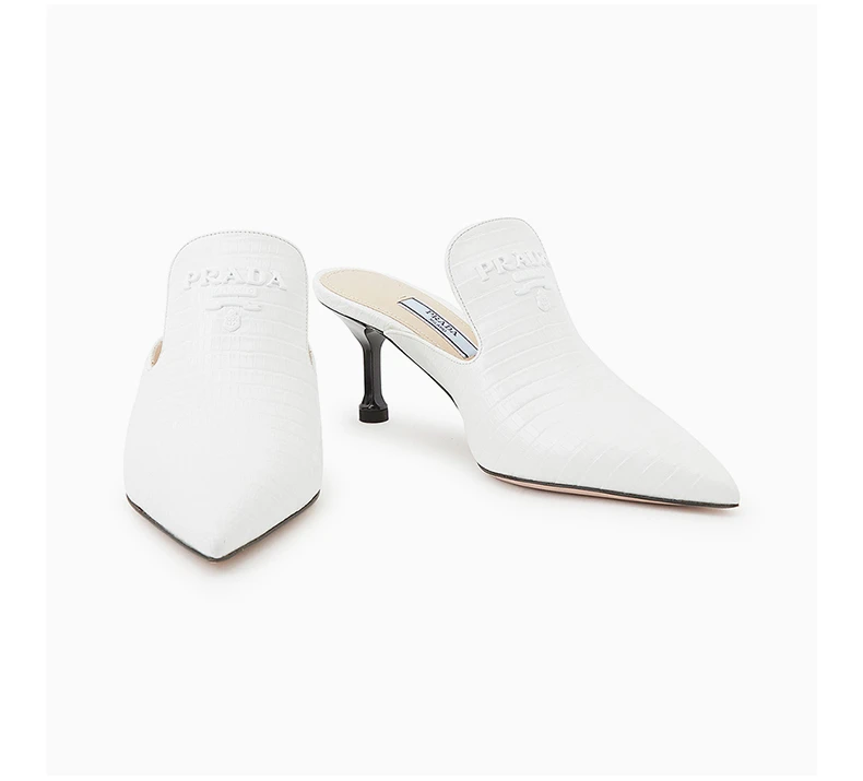 商品Prada|PRADA 白色女士包脚高跟拖鞋 1S538L-1V3-F0009,价格¥3271,第7张图片详细描述