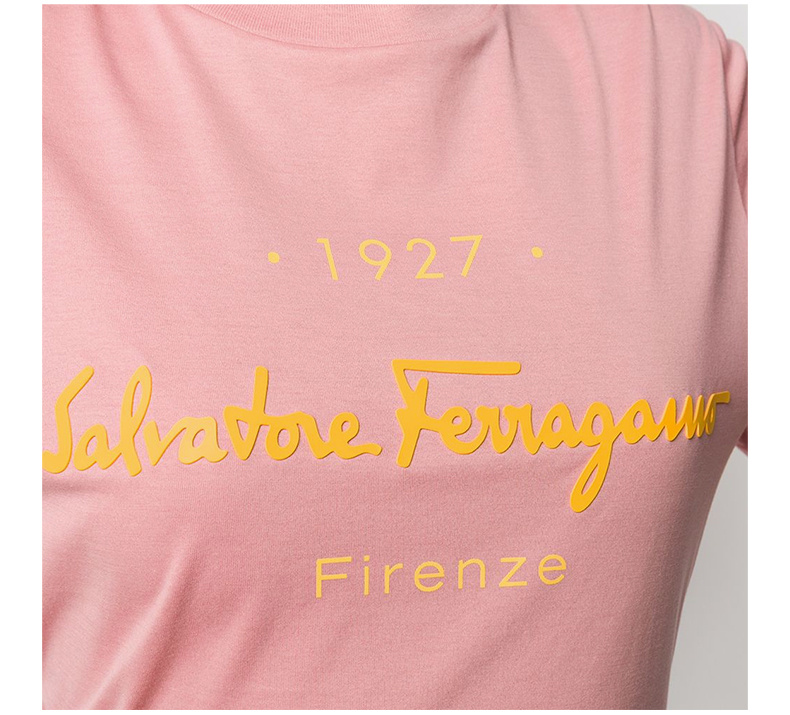 商品Salvatore Ferragamo|SALVATORE FERRAGAMO 女士粉色标志短袖T恤 11-C466-727087,价格¥1661,第9张图片详细描述