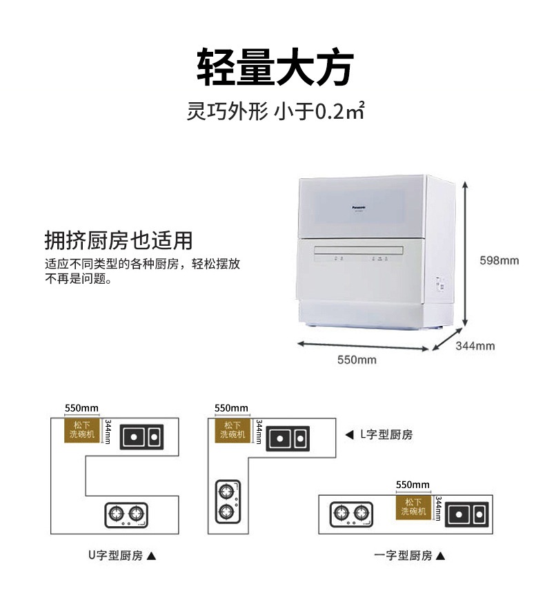 商品[国内直发] Panasonic|松下NP-TH1WECN家用全自动智能独立台式洗碗机免安装高温杀菌烘干,价格¥3042,第17张图片详细描述